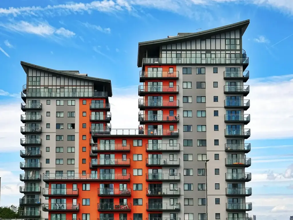 Modern apartment towers with building-wide wireless internet