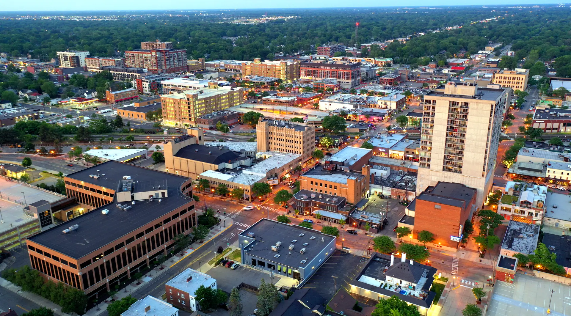 Business district in Oakland County, Michigan