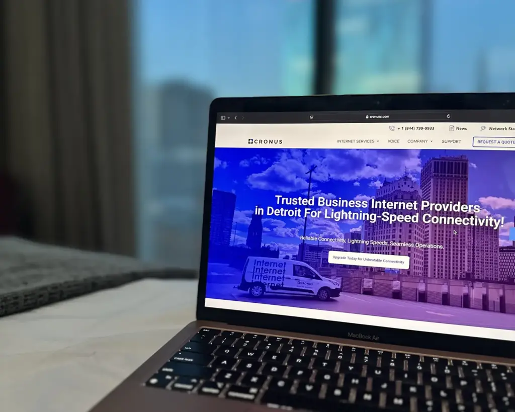 Laptop showing Cronus business internet