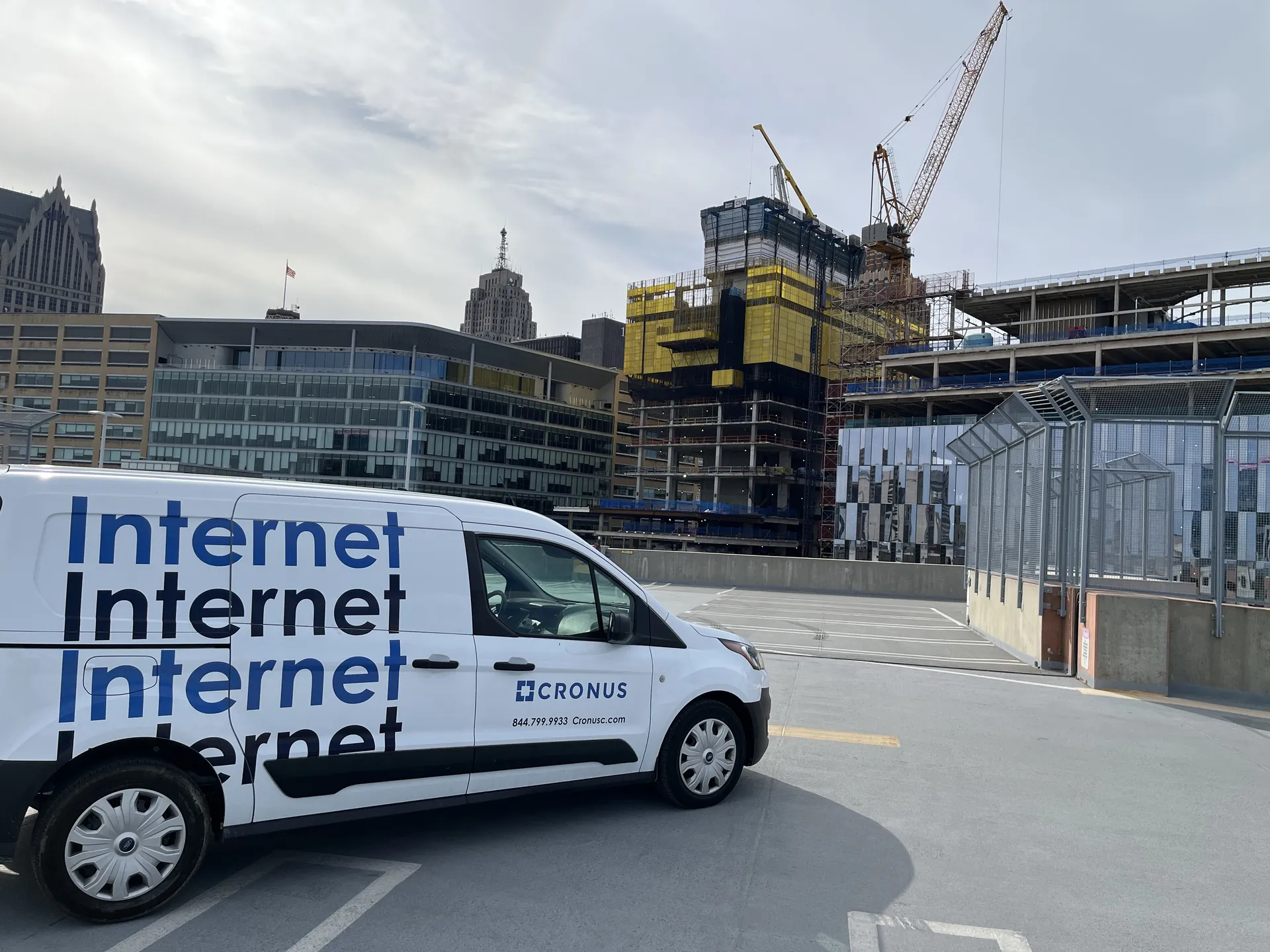 Cronus Internet van at a Detroit job site