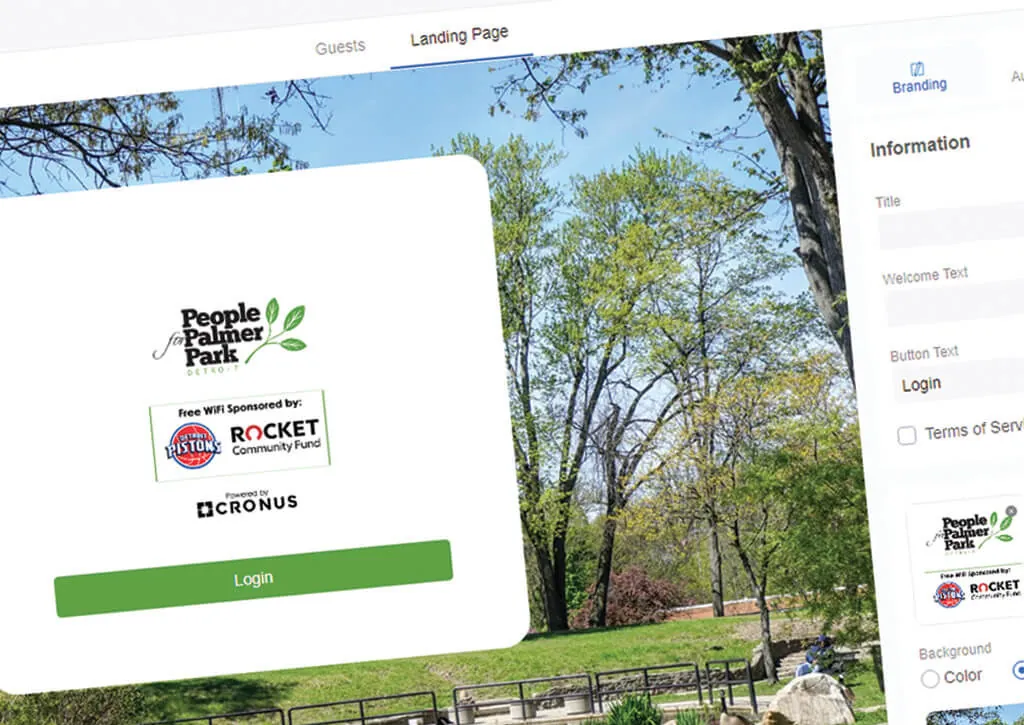 Free Wi-Fi login page for Palmer Park in Detroit