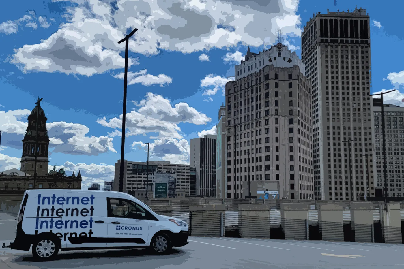 Cronus Internet van in downtown Detroit