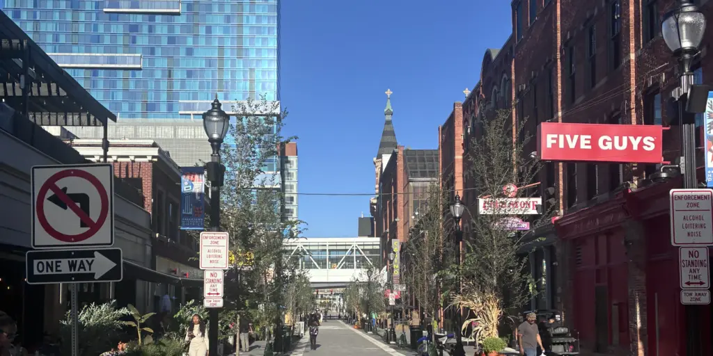 Greektown Historic District street in downtown Detroit, a Cronus smart district