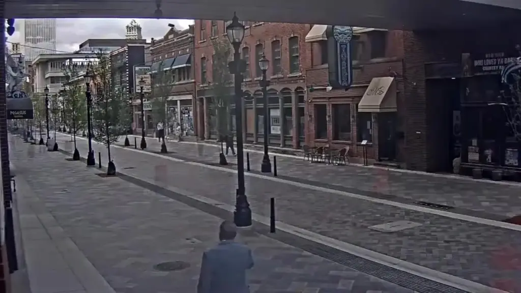 Monroe Street in Greektown during construction, from a Cronus construction camera