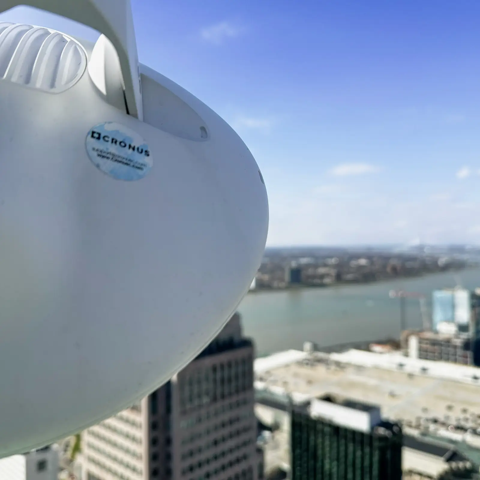 Cronus radio dish overlooking the Detroit River