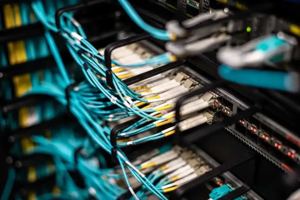 Fiber patch cables in a network rack