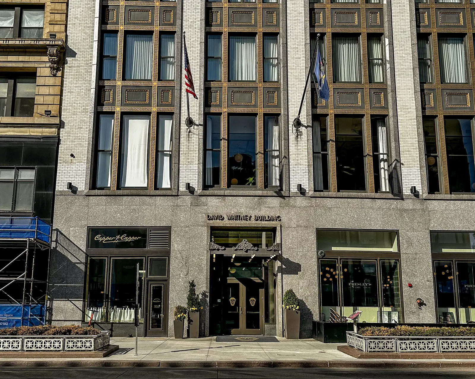 Hotel entrance in downtown Detroit