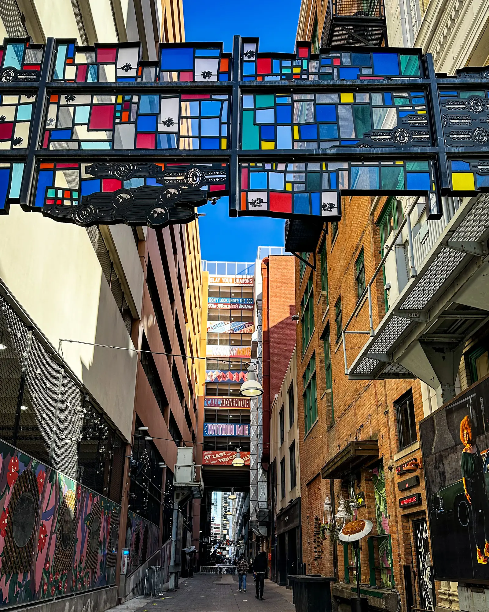 Shops along The Belt alley in downtown Detroit