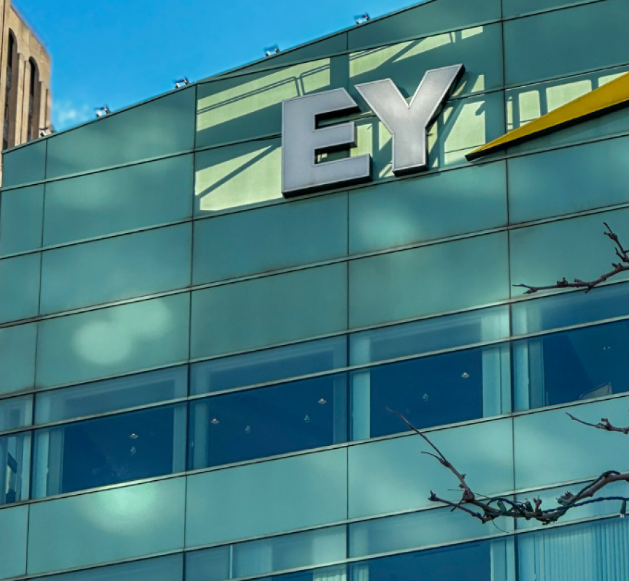 photo of EY building in detroit using banking industry networking solutions